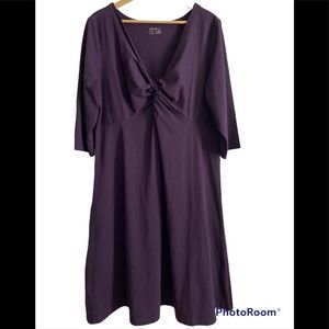 Eddie Bauer Solstice Knot Front Poly Wool Blend 3/4 Sleeve in Purple - size 2XL